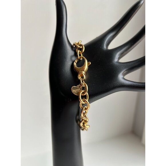 Bronzo Milor Italy Gold Bracelet Oval Link Classic 7 1/2" - Picture 1 of 7